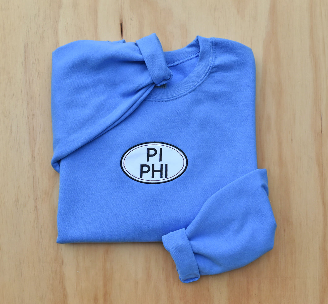 Pi Beta Phi Oval Patch Blue Sweatshirt