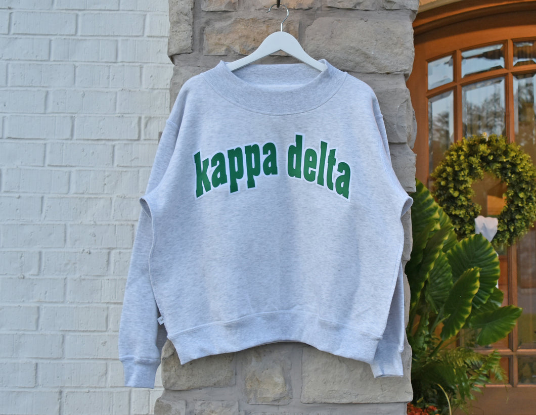 Kappa Delta Lowercase Raw Edge Mock Neck Sweatshirt