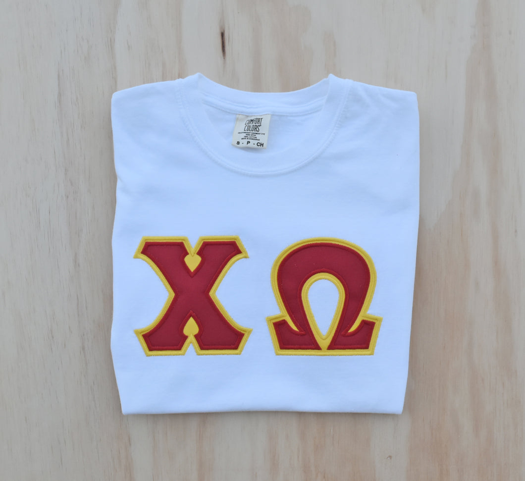 Chi Omega White Letter tee