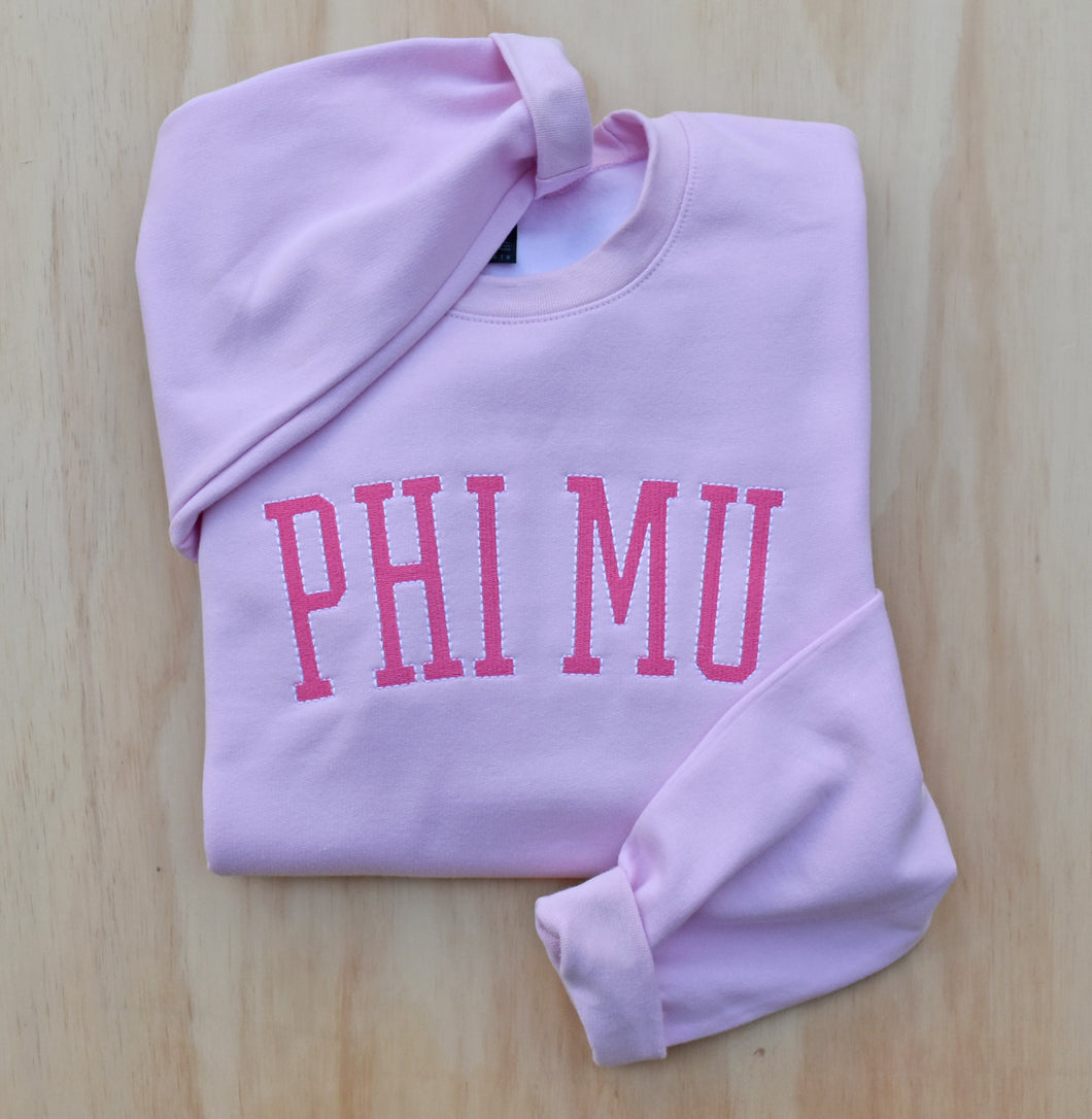 Phi Mu Collegiate Arch Letter Sweatshirt