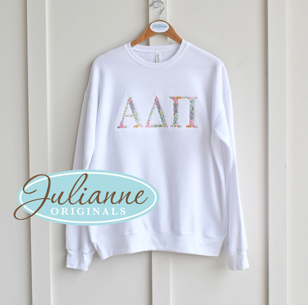 Alpha Delta Pi Floral White Sweatshirt