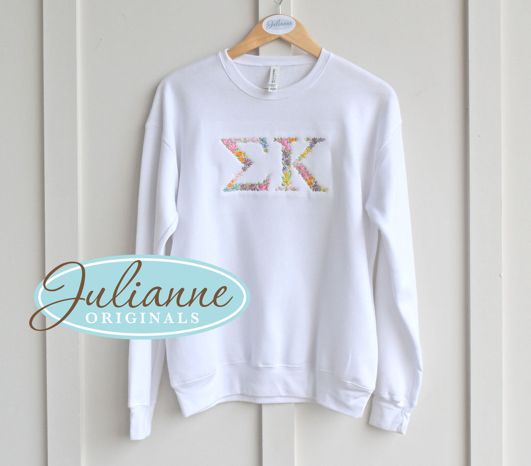 Sigma Kappa Floral White Sweatshirt