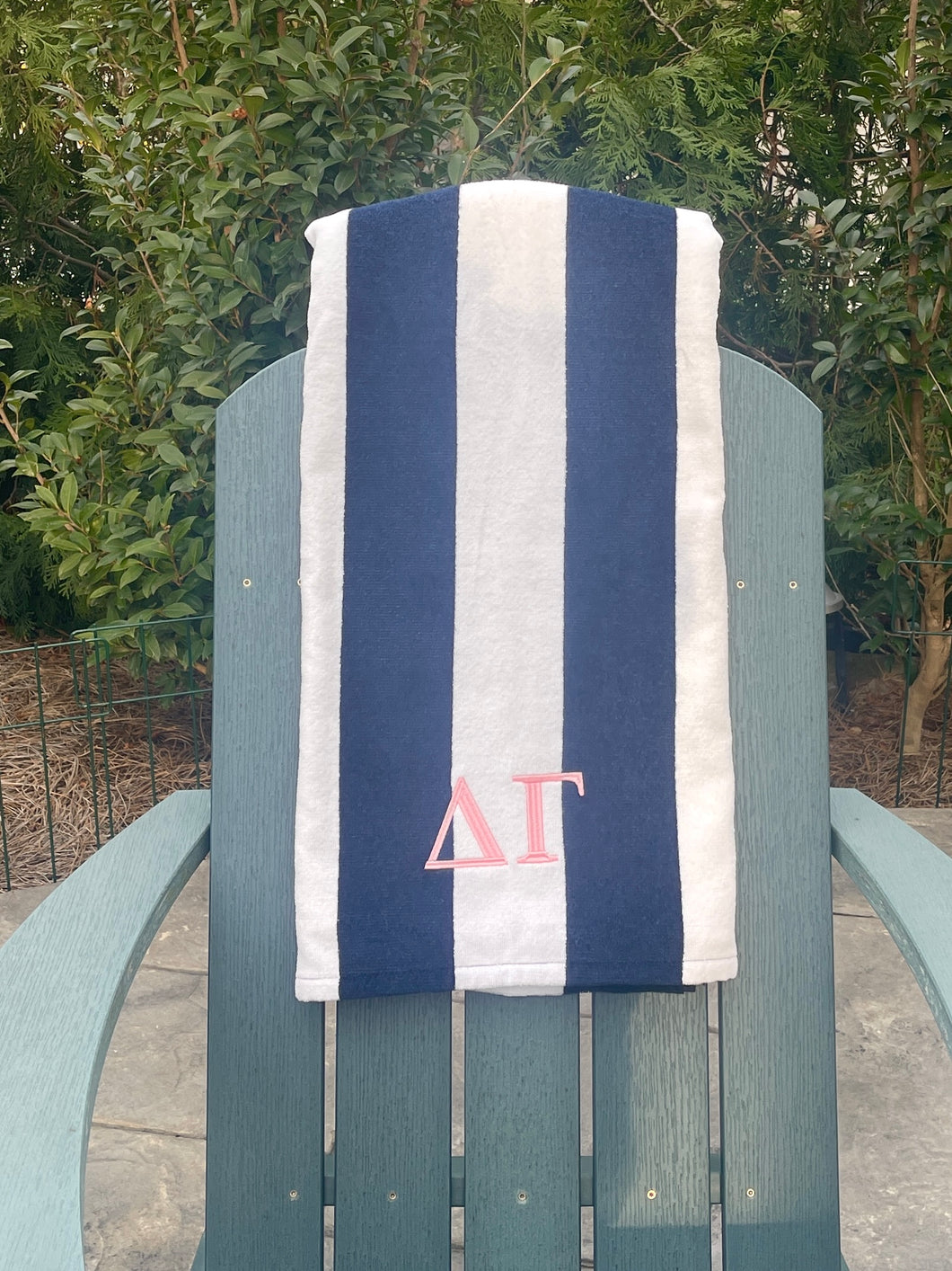 Delta Gamma Navy Stripe Beach Towel