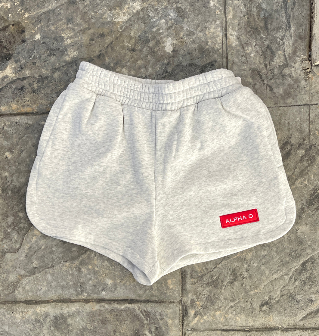 Alpha Omicron Pi Patch Grey Shorts
