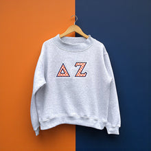 Delta Zeta Orange/Navy Stitched Letter Mock Neck Sweatshirt