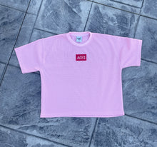 Alpha Omicron Pi Pink Thermal Waffle oversized Tee