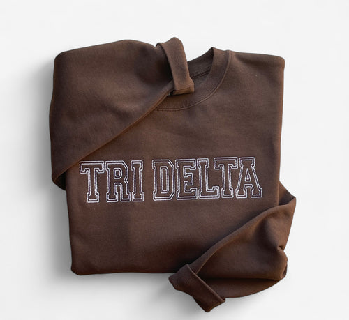 Tri Delta Outline Chocolate Sweatshirt