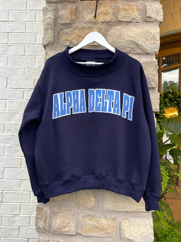 Alpha Delta Pi Navy Mock Neck Sweatshirt