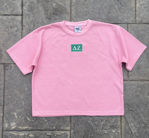 Delta Zeta Pink Thermal Waffle oversized Tee