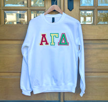 Alpha Gamma Delta Chenille Letter  White Sweatshirt