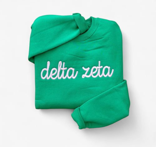 Delta Zeta Script Green Sweatshirt