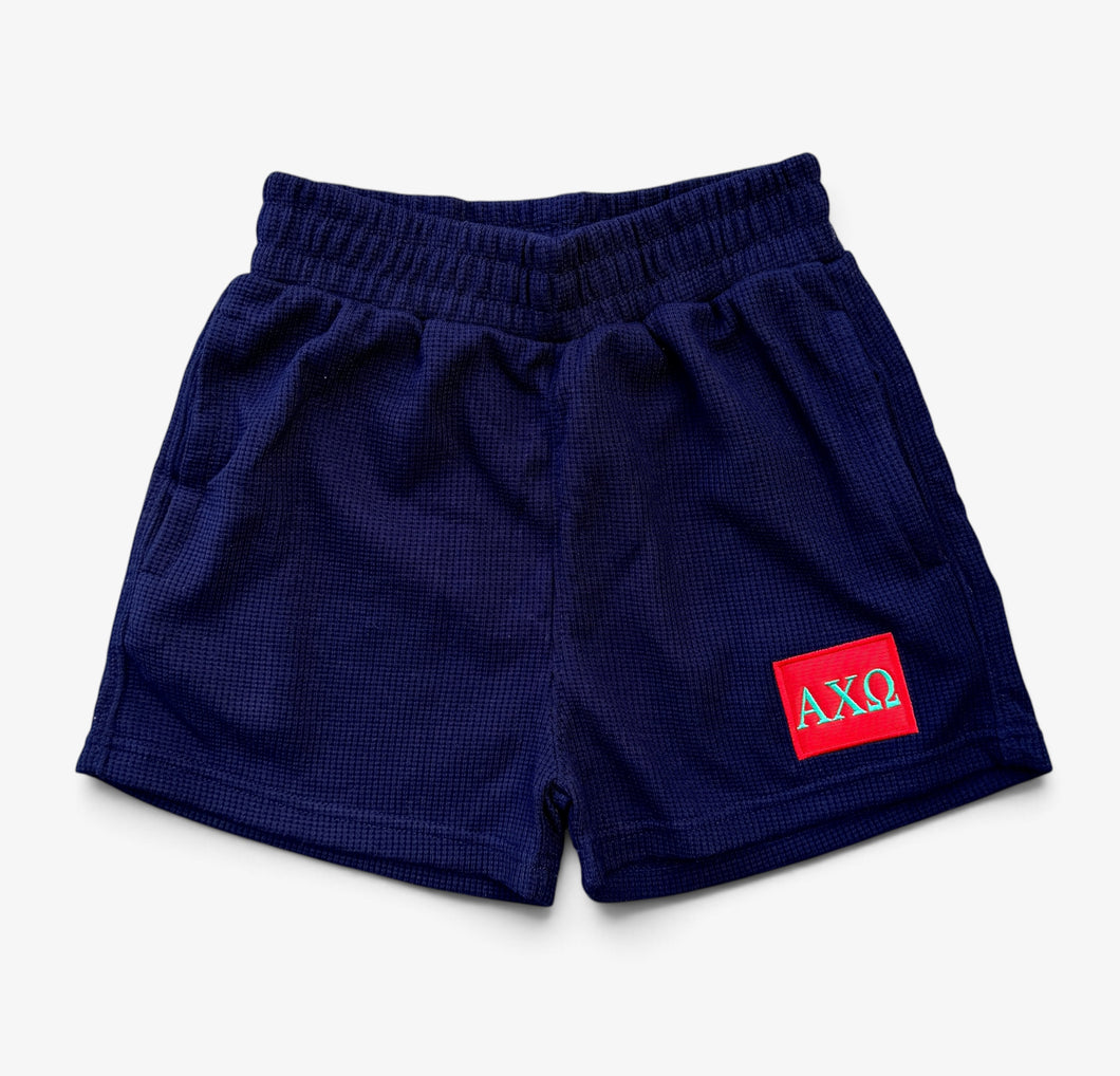 Alpha Chi Omega Navy Waffle Shorts