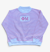Phi Mu  Pink Stripe Mock Neck Sweatshirt