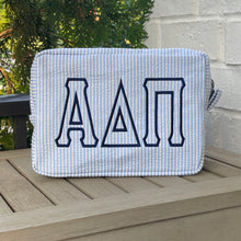 Alpha Delta Pi Blue Seersucker Cosmetic Bag