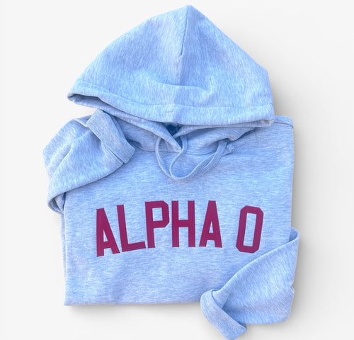 Alpha O Stitched Letter Hoody Sweatshirt