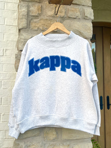 Kappa Mock Neck Grey Raw Seam  Sweatshirt