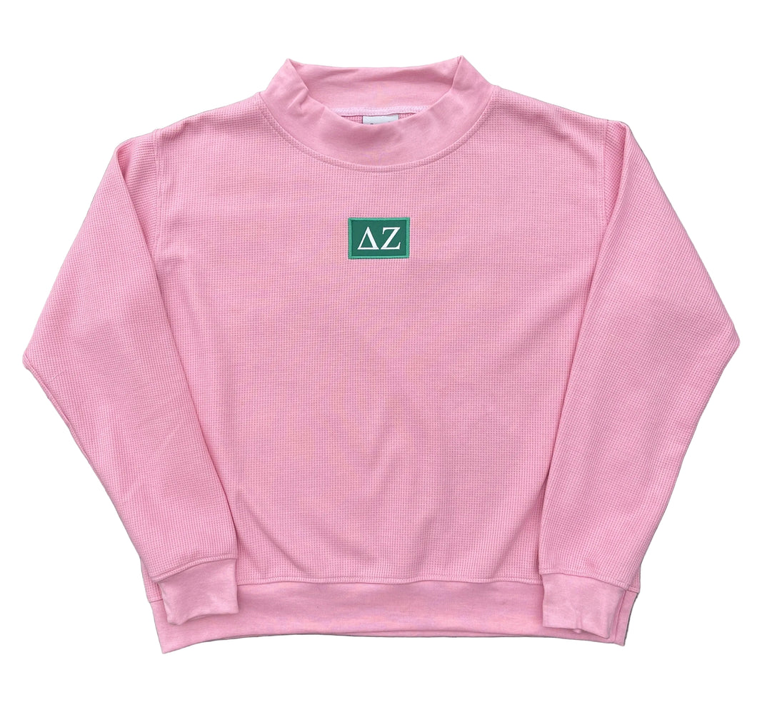 Delta Zeta Pink Thermal Waffle Mock Neck