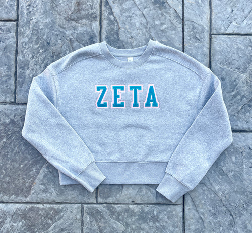Zeta Tau Alpha Grey Crop Sweatshirt