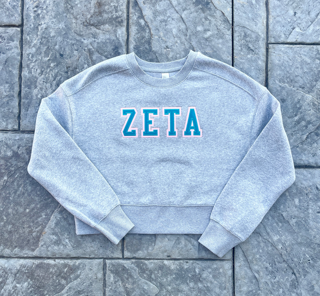 Zeta Tau Alpha Grey Crop Sweatshirt