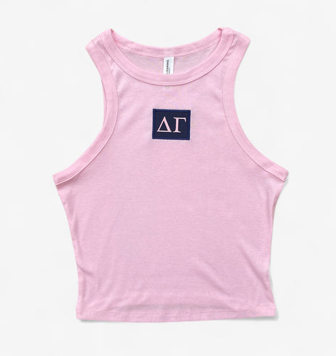 Delta Gamma Patch Crop Pink Tank