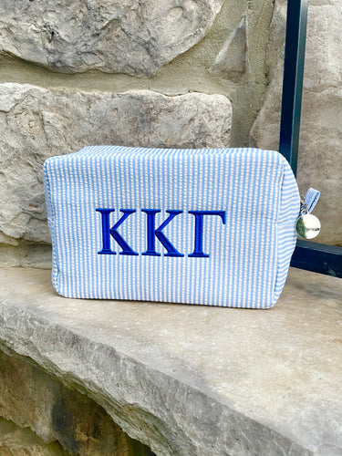 Kappa Blue Seersucker Cosmetic Bag