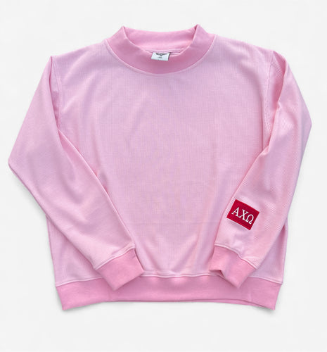 Alpha Chi Omega Thermal Waffle Pink Mockneck