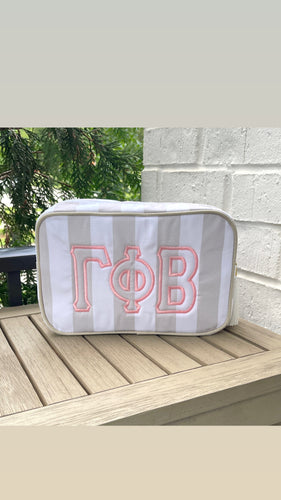 Gamma Phi Stripe Cosmetic Bag