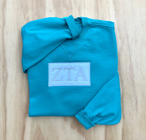 Zeta Tau Alpha Teal Patch Sweatshirt
