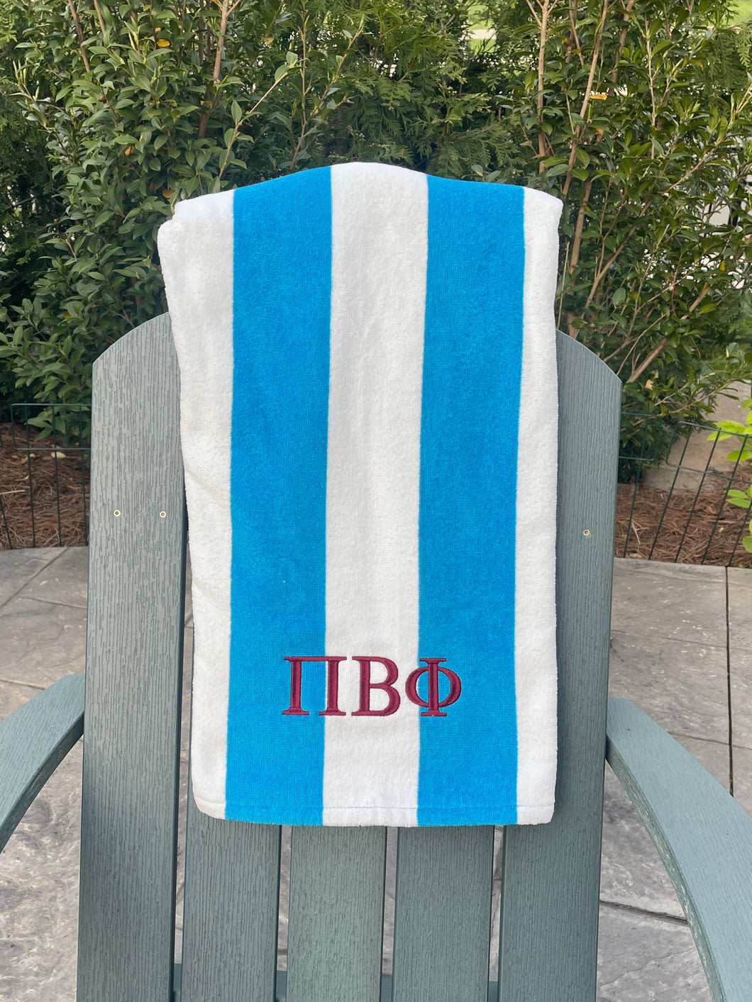 Pi Beta Phi Turquoise Stripe Beach Towel
