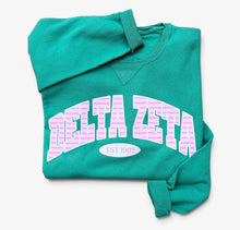 Delta Zeta Tonal Stripe Green Sweatshirt