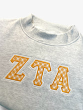 Zeta Tau Alpha Orange Gingham Mock Neck Sweatshirt