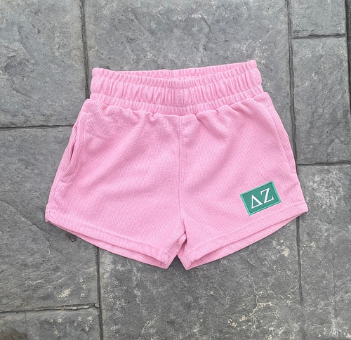 Delta Zeta Patch Pink Waffle Shorts