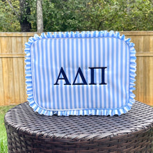 Alpha Delta Pi Stripe Ruffle Cosmetic Bag