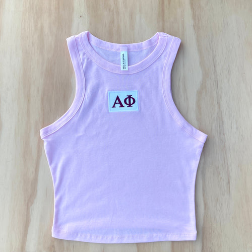 Alpha Phi Patch Pink Crop Tank