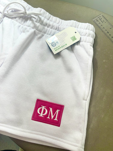 Phi Mu Patch White Shorts