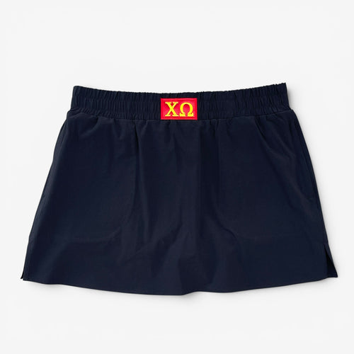 Chi Omega Patch Black Skort