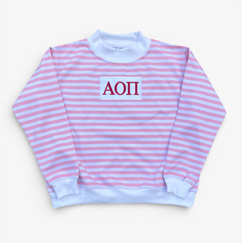 AOPII  Pink Stripe Mock Neck Sweatshirt
