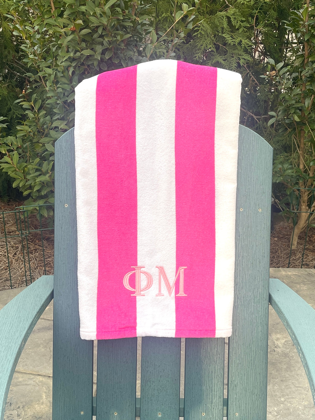 Phi Mu Pink Stripe Beach Towel