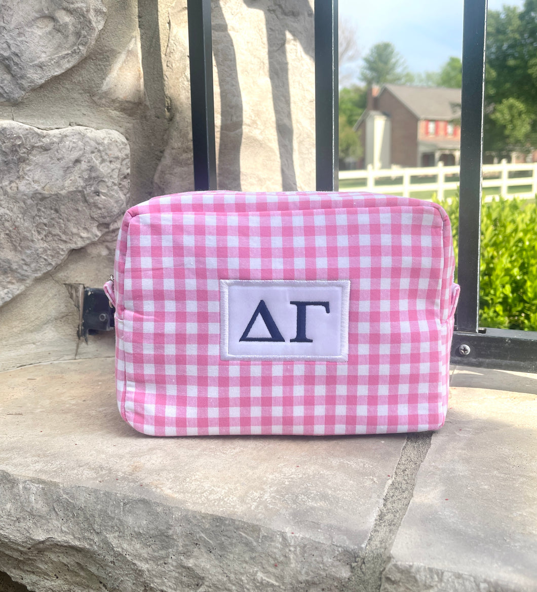 Delta Gamma Pink Gingham Cosmetic Bag