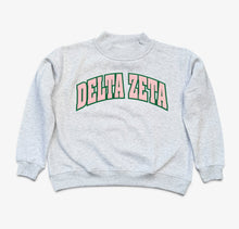 Delta Zeta Stitched Letters Grey Mock Neck Sweatshirt