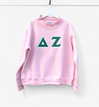 Delta Zeta Pink Stitched Letter Mock Neck Sweatshirt