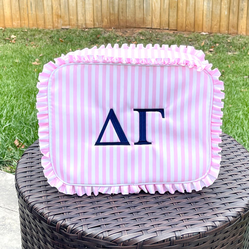 Delta Gamma Pink Ruffle Cosmetic Bag