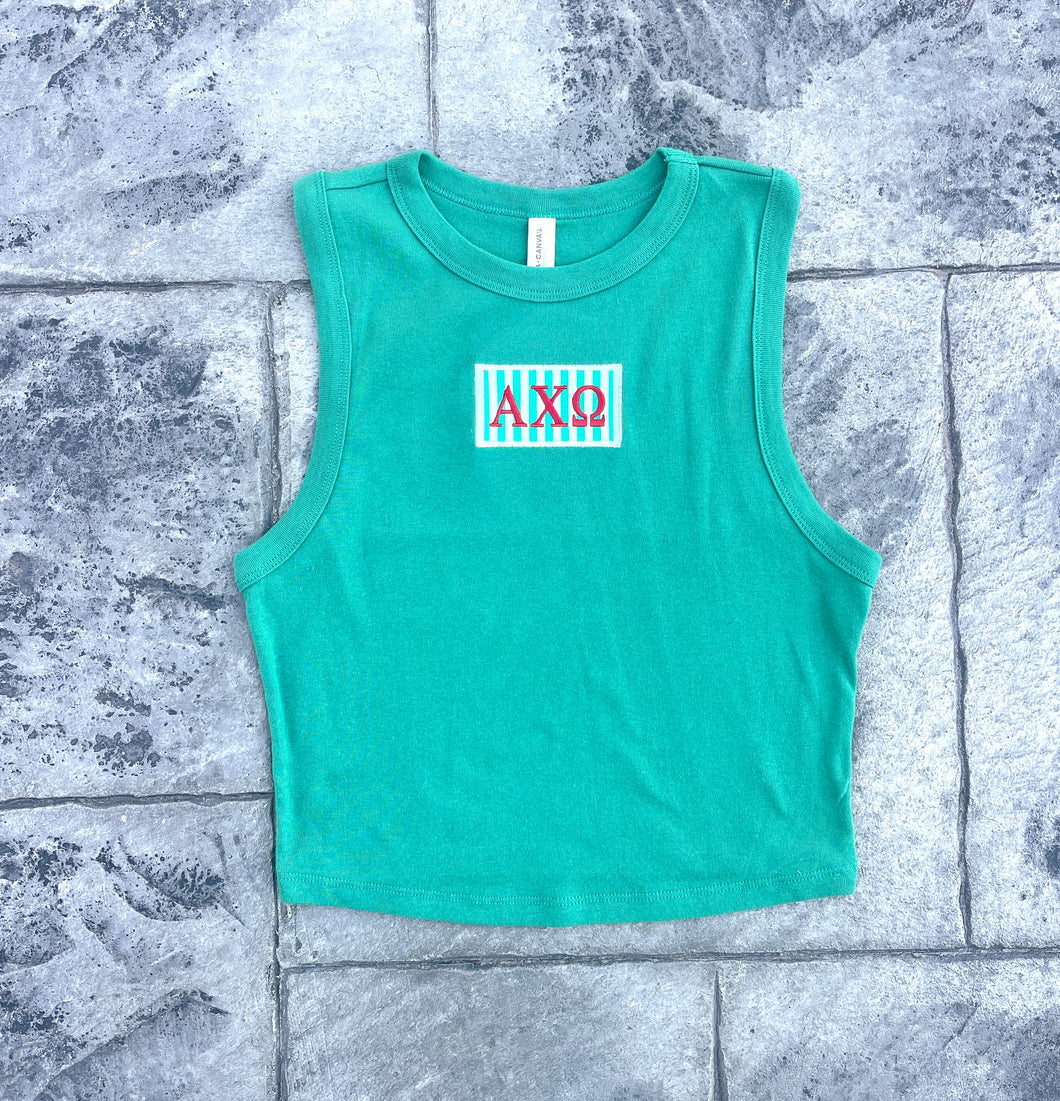 Alpha Chi Patch Green Crop Tank