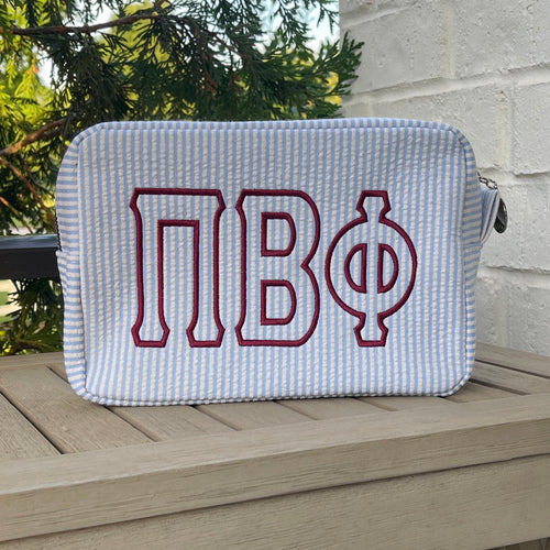 Pi Beta Phi Blue Seersucker Cosmetic bag