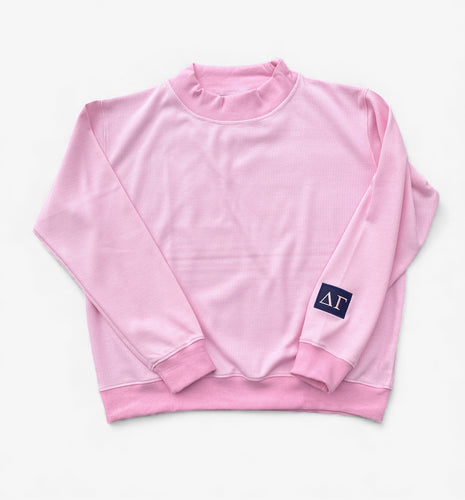 New! Delta Gamma Thermal Waffle Pink Mockneck