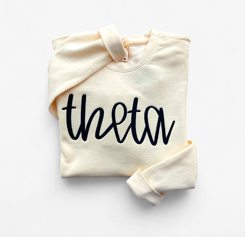 Theta Script Yellow Sweatshirt