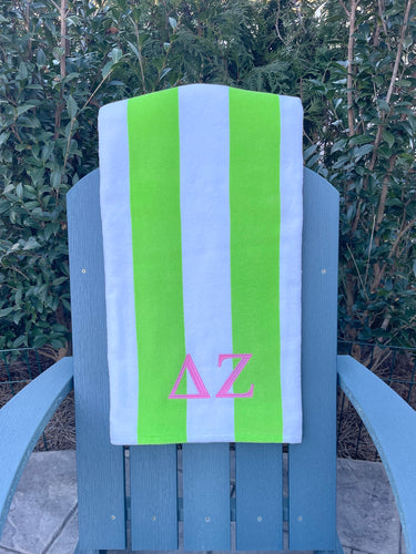 Delta Zeta Beach Towel - Lime Stripe