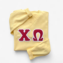 Chi Omega Stitched Letter Yellow Sweatshirt