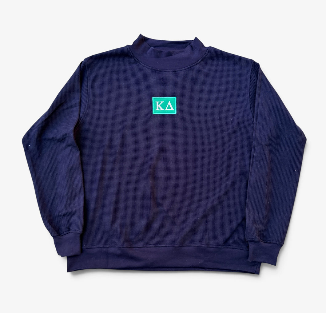 Kappa Delta Navy Waffle Mock Neck