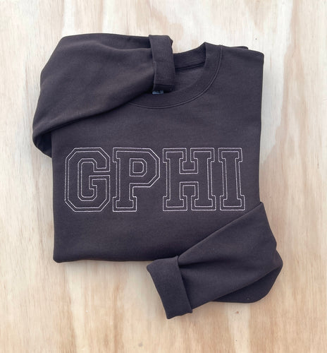 Gamma Phi Beta Outline Brown Sweatshirt